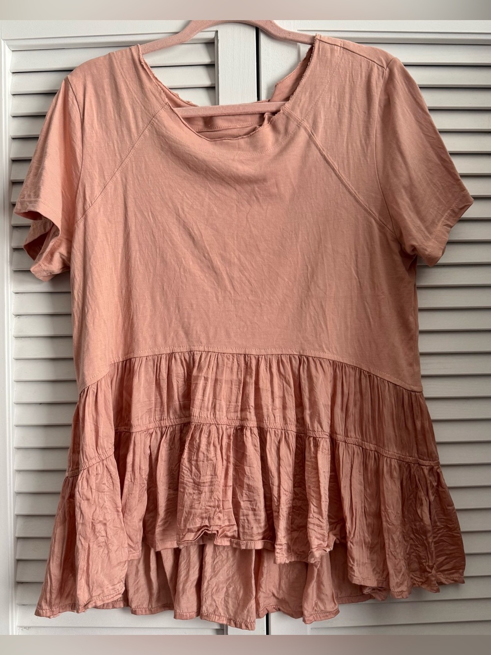 Anthropologie Peach Short-Sleeve Peplum Top